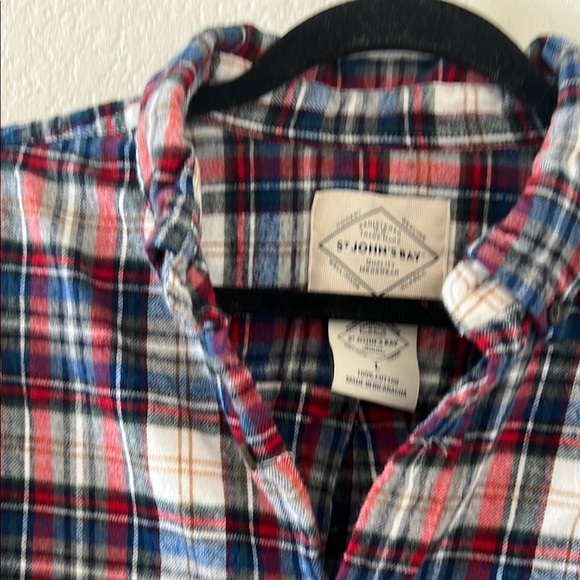 ST JOHN'S BAY Men's Plaid Shirt - Red, Blue, White - Picture 10 of 14